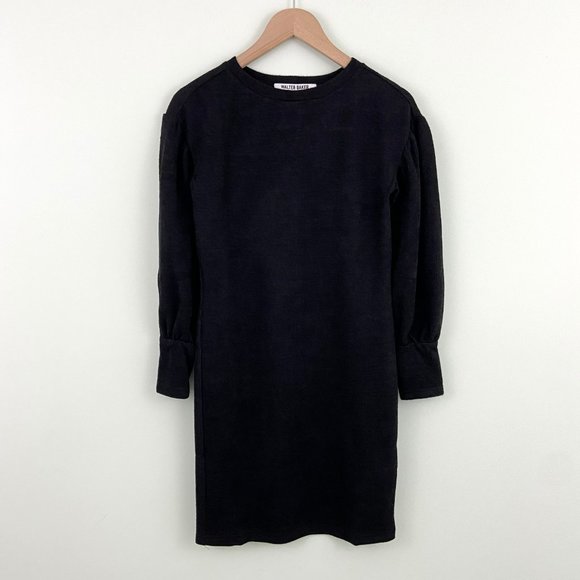 🌸SOLD🌸 NWT Walter Baker | Black Chenille Rib Knit Sweater Dress XS - Picture 4 of 11